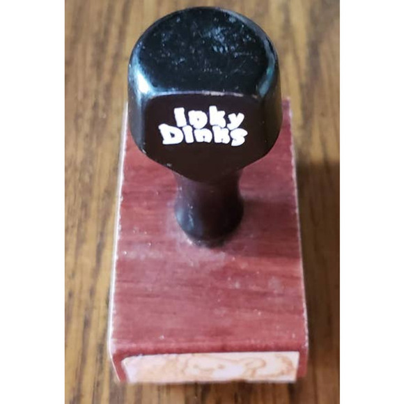 Spring Teddy Bear With Flowers Inky Dinks Black Wood Handled Ink Stamp - Picture 5 of 8